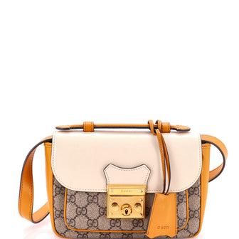 Gucci Padlock Front Pocket Flap Shoulder Bag GG Coated Canvas and Leather Mini