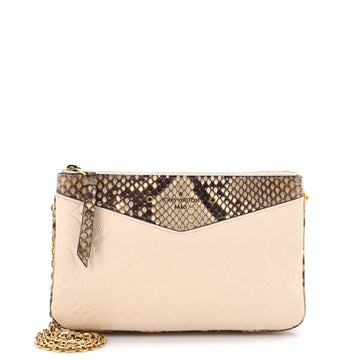 Louis Vuitton Double Zip Pochette Monogram Empreinte Leather with Python