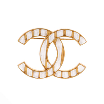 Chanel CC Stripe Brooch Metal and Enamel