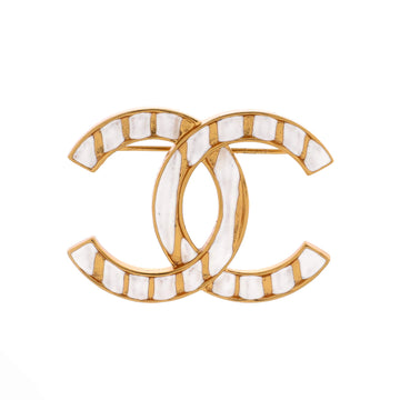 Chanel CC Stripe Brooch Metal and Enamel