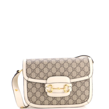 Gucci Horsebit 1955 Shoulder Bag GG Coated Canvas with Leather Small