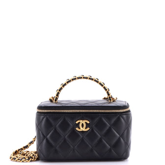 Chanel Pick Me Up Top Handle Vanity Case with Chain Quilted Lambskin Small