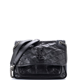 Saint Laurent Niki Chain Flap Bag Matelasse Chevron Leather Baby