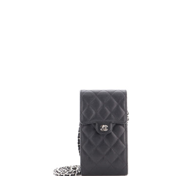 Chanel CC Flap Phone Holder Crossbody Bag Quilted Caviar