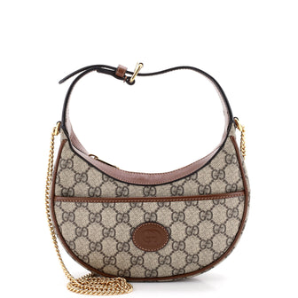 Gucci Interlocking G Patch Half Moon Hobo GG Coated Canvas Mini
