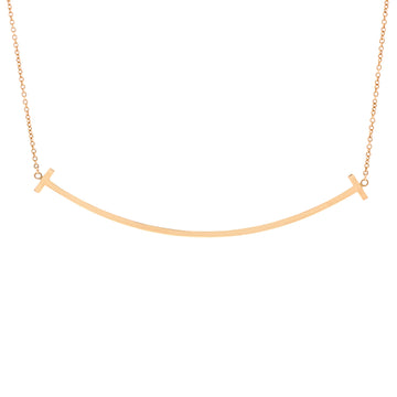 Tiffany & Co. T Smile Pendant Necklace 18K Rose Gold Large