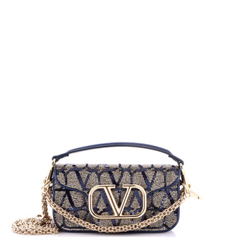 Valentino Garavani VLogo Loco Flap Shoulder Bag Embellished Leather Small