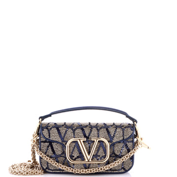 Valentino Garavani VLogo Loco Flap Shoulder Bag Embellished Leather Small
