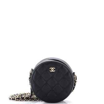 Chanel Round Clutch with Chain Quilted Caviar Mini