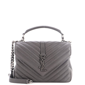 Saint Laurent Classic Monogram College Bag Matelasse Chevron Leather Medium
