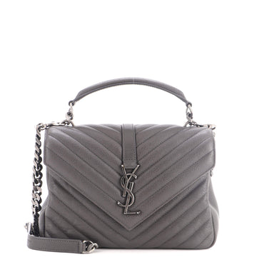 Saint Laurent Classic Monogram College Bag Matelasse Chevron Leather Medium