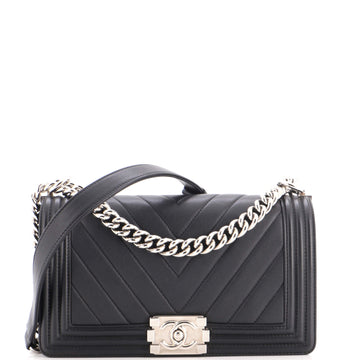 Chanel Boy Flap Bag Chevron Calfskin Old Medium