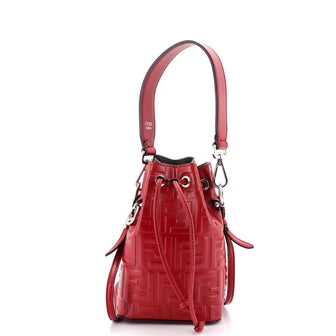 Fendi Mon Tresor Bucket Bag Zucca Embossed Leather Mini