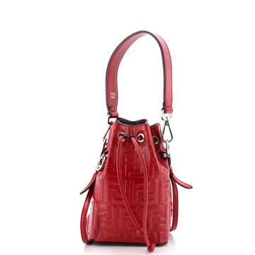 Fendi Mon Tresor Bucket Bag Zucca Embossed Leather Mini