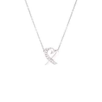Tiffany & Co. Paloma Picasso Loving Heart Pendant Necklace 18K White Gold with Diamonds