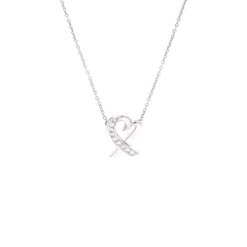 Tiffany & Co. Paloma Picasso Loving Heart Pendant Necklace 18K White Gold with Diamonds