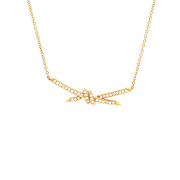 Tiffany & Co. Knot Pendant Necklace 18K Yellow Gold with Pave Diamonds