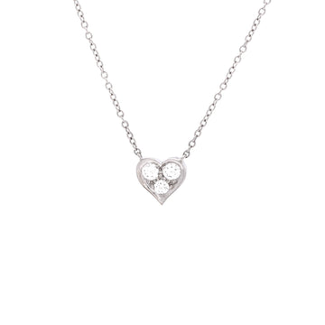 Tiffany & Co. Heart 3 Diamond Pendant Necklace Platinum with Diamonds
