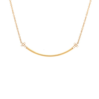 Tiffany & Co. T Smile Pendant Necklace 18K Rose Gold and Diamonds Small