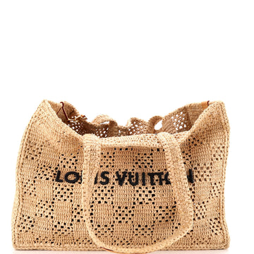 Louis Vuitton Summer Shopper Tote Embroidered Raffia MM