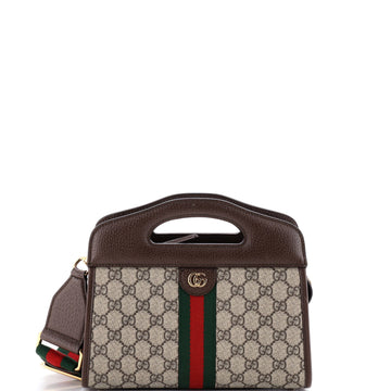 Gucci Ophidia Cut Out Handle Bag GG Coated Canvas with Leather Small