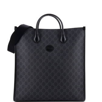 Gucci Vertical Structured Top Handle Open Tote GG Coated Canvas Medium