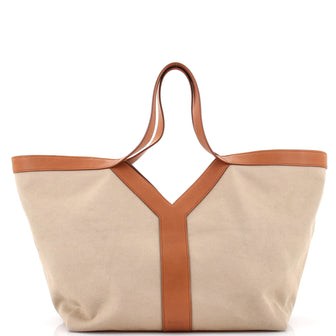 Saint Laurent Y Tote Canvas with Leather Medium