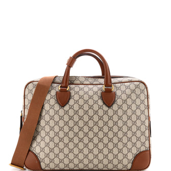 Gucci Emblem Convertible Zip Around Briefcase GG Coated Canvas Medium