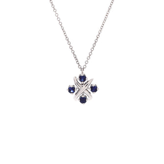 Tiffany & Co. Schlumberger Lynn Pendant Necklace Platinum with Blue Sapphires