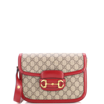 Gucci Horsebit 1955 Shoulder Bag GG Coated Canvas with Leather Small