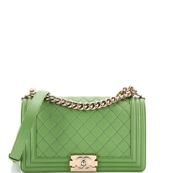 Chanel Boy Flap Bag Quilted Lambskin Old Medium