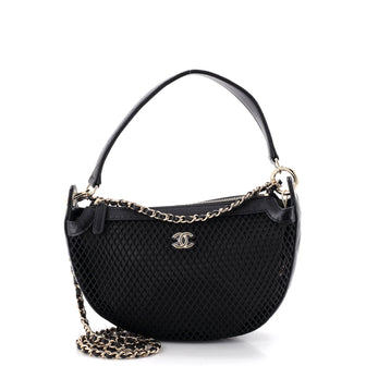 Chanel Half Moon Clutch with Chain Mesh with Quilted Lambskin