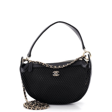 Chanel Half Moon Clutch with Chain Mesh with Quilted Lambskin