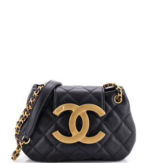 Chanel Giant CC Chain Compartment Messenger Bag Quilted Lambskin Small