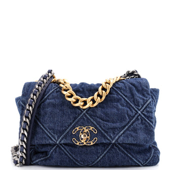 Chanel 19 Flap Bag Quilted Denim Large