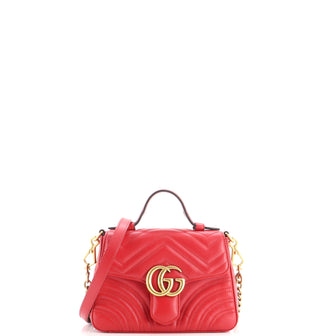Gucci GG Marmont Top Handle Flap Bag Matelasse Leather Mini