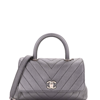 Chanel Coco Top Handle Bag Chevron Caviar Mini