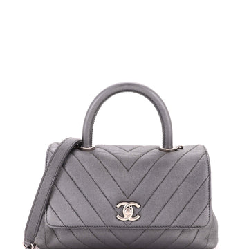 Chanel Coco Top Handle Bag Chevron Caviar Mini