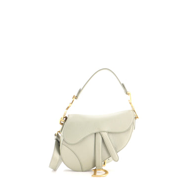 Christian Dior Saddle Handbag with Strap Leather Mini