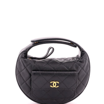 Chanel Polly Pocket Pouch Hobo Quilted Caviar Mini