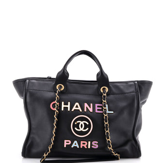 Chanel Deauville Tote Calfskin with Enamel Logo Medium
