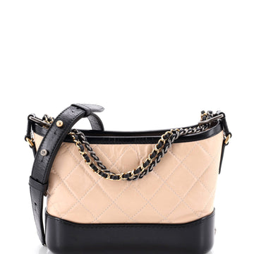 Chanel Bicolor Gabrielle Hobo Quilted Aged Calfskin Small