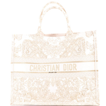 Christian Dior Book Tote Embroidered Canvas Large