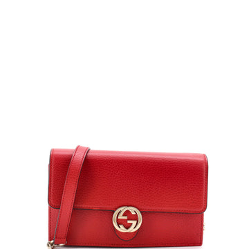 Gucci Interlocking Wallet on Chain Leather