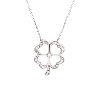 Tiffany & Co. Four Leaf Clover Pendant Necklace Platinum with Diamonds