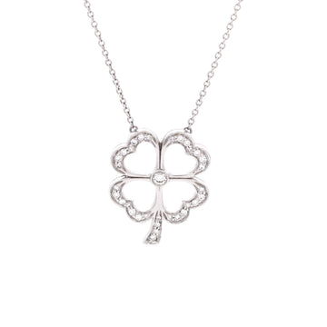 Tiffany & Co. Four Leaf Clover Pendant Necklace Platinum with Diamonds