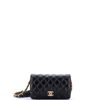 Chanel Lacquered Metal CC Wallet on Chain Quilted Lambskin