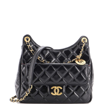 Chanel Wavy CC Hobo Quilted Crumpled Calfskin Medium