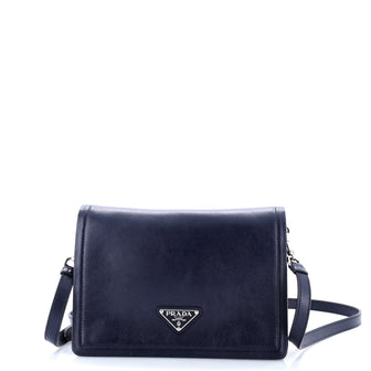 Prada Full Flap Shoulder Bag Glace Calf Small