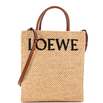 Loewe A4 Tote Raffia and Leather North South